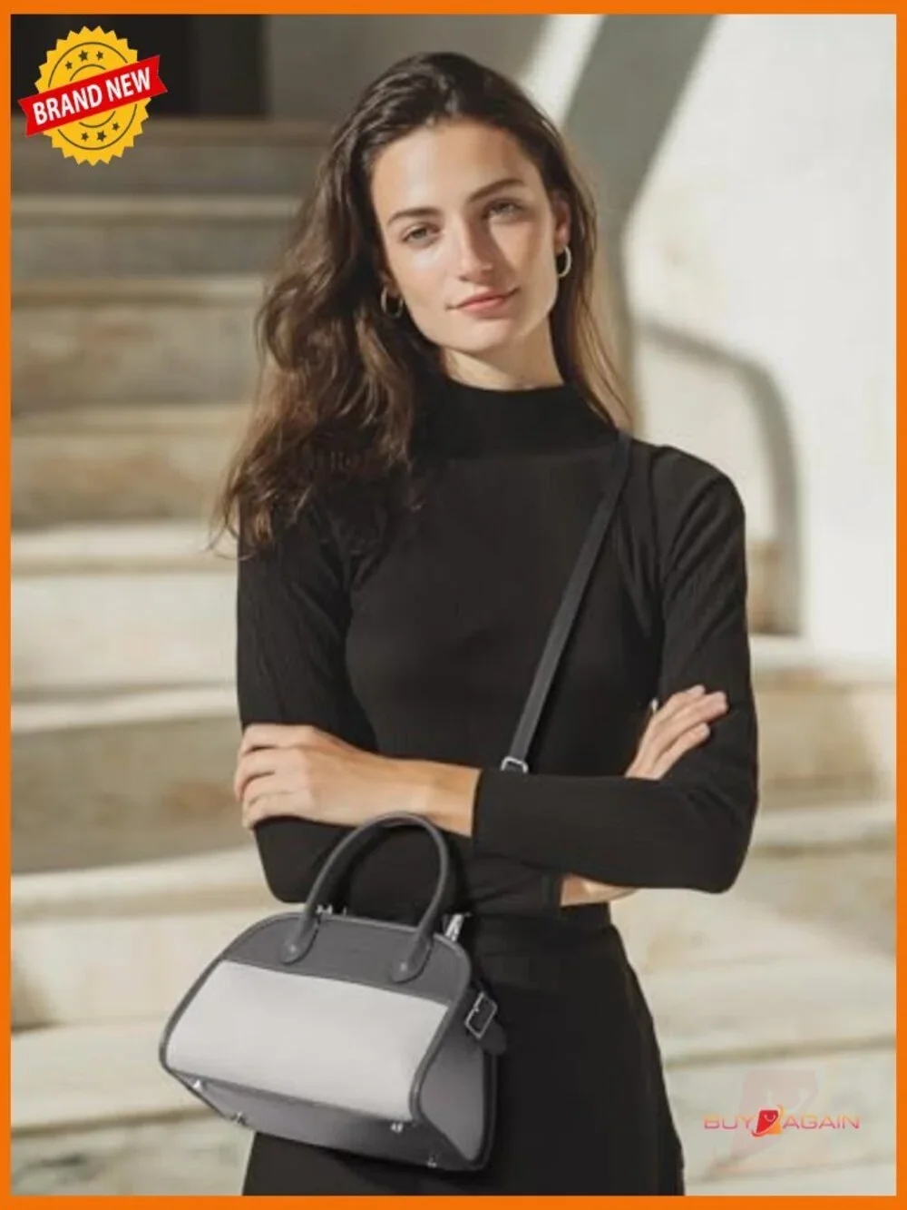 PU Leather Satchel Bag Top Handle Crossbody Zipper Purse Work Travel
